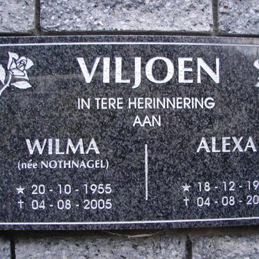 VILJOEN Wilma nee NOTHNAGEL 1955-2005 :: VILJOEN Alexa 1986-2005