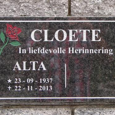 CLOETE Alta 1937-2013