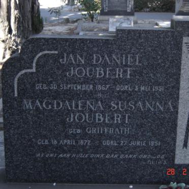 JOUBERT Jan Daniel 1867-1951 &amp; Magdalena Susanna GRIFFRATH 1872-1951