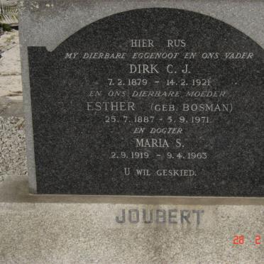 JOUBERT Dirk C.J. 1879-1921 &amp; Esther BOSMAN 1887-1971 :: JOUBERT Maria S. 1919-1963