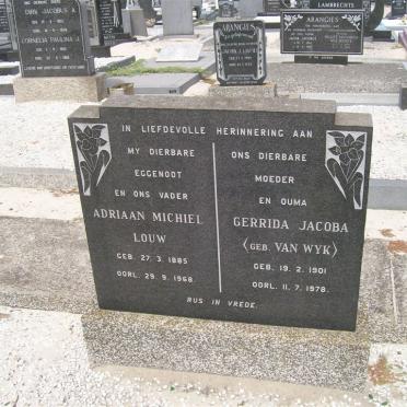 LOUW Adriaan Michiel 1885-1968 &amp; Gerrida Jacoba VAN WYK 1901-1978