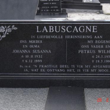 LABUSCHAGNE Petrus Wilhelmus 1930-1996 &amp; Johanna Susanna 1932-1999