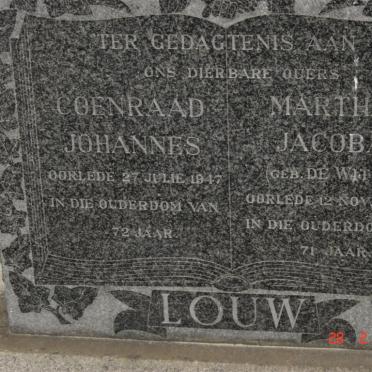 LOUW Coenraad Johannes -1947 &amp; Martha Jacoba DE WITT -1953