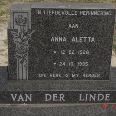 LINDE Anna Aletta, van der 1928-1995