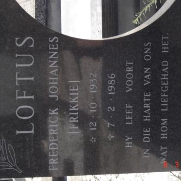 LOFTUS Frederick Johannes 1932-1986
