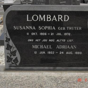 LOMBARD Michael Adriaan 1902-1980 &amp; Susanna Sophia TRUTER 1906-1972