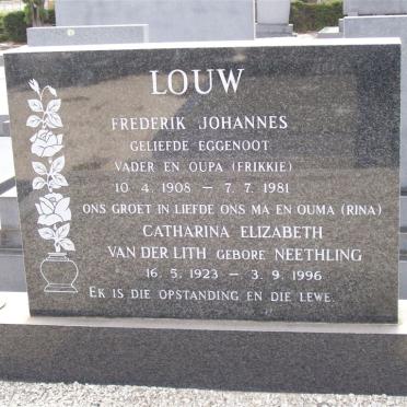 LOUW Frederik Johannes 1908-1981 &amp; Catharina Elizabeth VAN DER LITH nee NEETHLING 1923-1996
