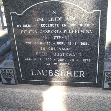LAUBSCHER Pieter Oostewald 1900-1978 &amp; Helena Gysberta Wilhelmina STEYN 1901-1969