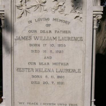 LAURENCE James William 1855-1929 &amp; Hester Helena 1866-1931