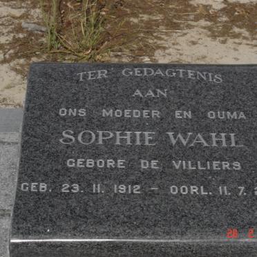 WAHL Sophie nee DE VILLIERS 1912-2007