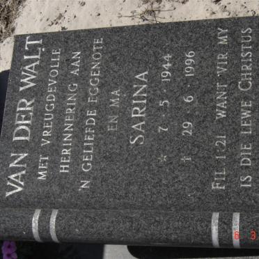 WALT Sarina, van der 1944-1996