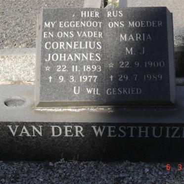 WESTHUIZEN Cornelius Johannes, van der 1893-1977 &amp; Maria M.J. 1900-1989