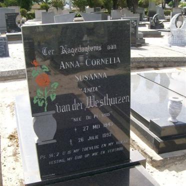 WESTHUIZEN Anna Cornelia Susanna, van der nee DU PLESSIS 1943-1992