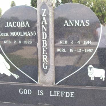 ZANDBERG Annas 1914-1987 &amp; Jacoba MOOLMAN 1926-