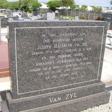 ZYL Johannes Hermanus, van 1907-1984 &amp; Judith Elizabeth 1912-1978