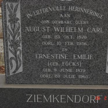 ZIEMKENDORF August Wilhelm Carl 1876-1956 &amp; Ernestine Emilie FOCKS 1879-1965