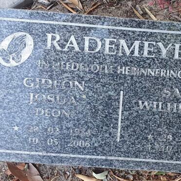 RADEMEYER Gideon Josua 1934-2006 & Sarah Wilhelmina 1937-2015