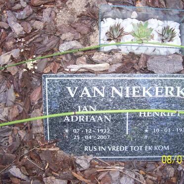 NIEKERK Jan Adriaan, van 1932-2007 &amp; Henrietta 1939-