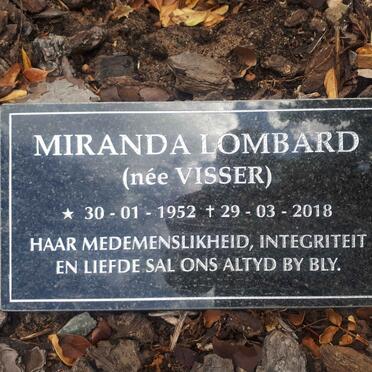 LOMBARD Miranda nee VISSER 1952-2018