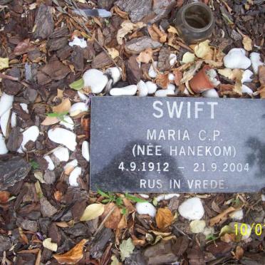 SWIFT Maria C.P. nee HANEKOM 1912-2004