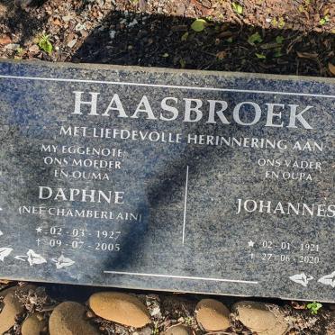 HAASBROEK Johannes 1921-2020 &amp; Daphne CHAMBERLAIN 1927-2005