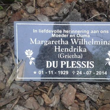 PLESSIS Margaretha Wilhelmina Hendrika, du 1929-2014