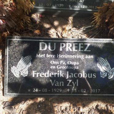 PREEZ Frederik Jacobus van Zyl, du 1929-2017