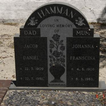 HAMMAN Jacob Daniel 1909-1981 &amp; Johanna Franscina 1906-1983