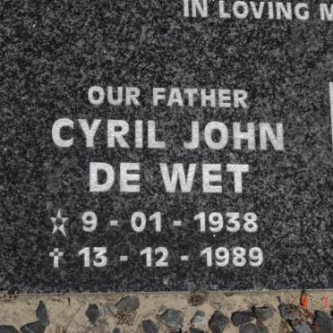 WET Cyril John, de 1938-1989