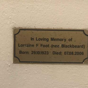 FOOT Lorraine F. nee BLACKBEARD 1923-2006