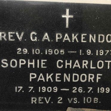 PAKENDORF G.A. 1905-1973 & Sophie Charlotte 1909-1997