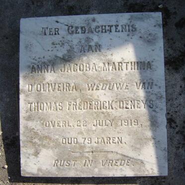 D'OLIVEIRA Anna Jacoba Marthina formerly DENEYS -1919