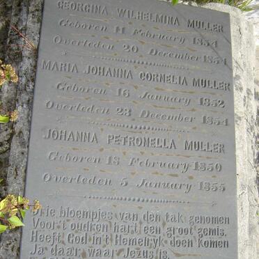 MULLER Georgina Wilhelmina 1854-1854 :: MULLER Maria Johanna Cornelia 1852-1854 :: MULLER Johanna Petronella 1850-1855