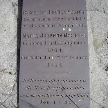 MOSTERT Gysbert van Reenen 1862-1862 :: MOSTERT Maria Johanna 1864-1868