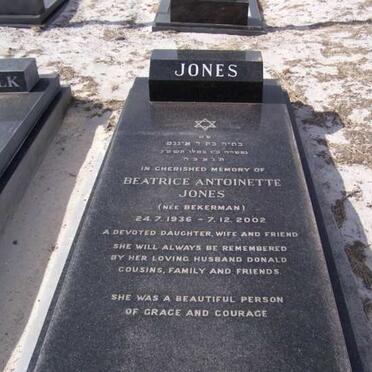 JONES Beatrice Antoinette nee BEKERMAN 1936-2002