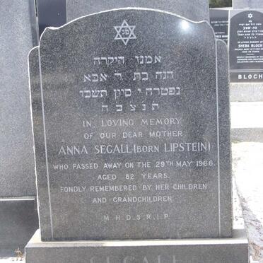 SEGALL Anna nee LIPSTEIN -1966