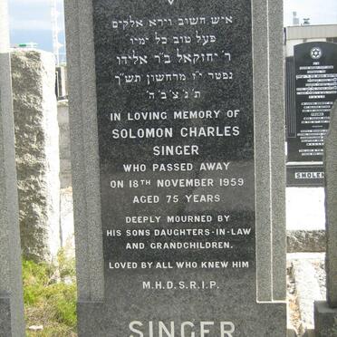 SINGER Solomon Charles -1959