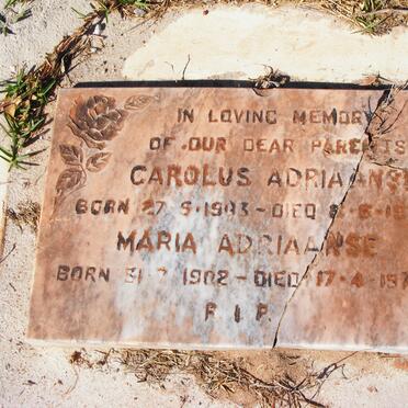 ADRIAANSE Carolus 1903-1954 &amp; Maria 1902-1975