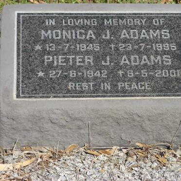 ADAMS Pieter J. 1942-2001 &amp; Monica J. 1945-1995