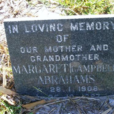 ABRAHAMS Margaret nee CAMPBELL 1908-1987