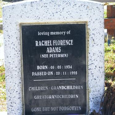 ADAMS Rachel Florence nee PETERSEN 1934-1995