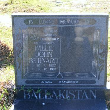 BALLAKISTAN Willie John Bernard 1927-1991