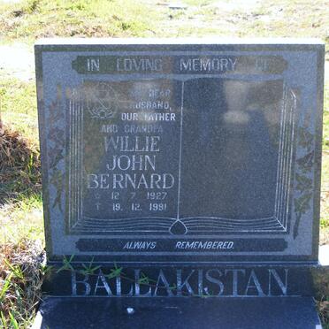 BALLAKISTAN Willie John Bernard 1927-1991