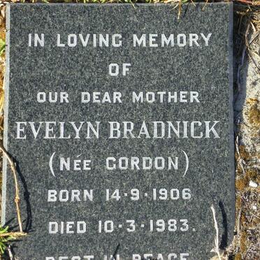 BRADNICK Evelyn nee GORDON 1906-1983
