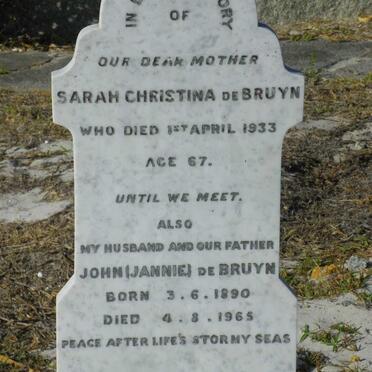 BRUYN Sarah Christina, de  -1933 :: DE BRUYN John 1890-1965