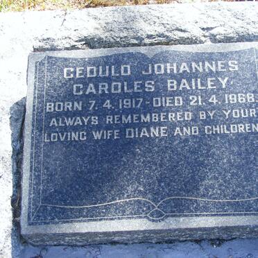 BAILEY Geduld Johannes Caroles 1917-1968