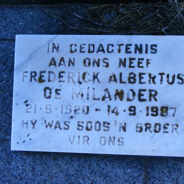 BRANDT Hendrena Johanna Elizabeth 1900-1984 :: DE MILANDER Frederick Albertus 1920-1987