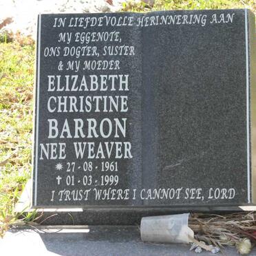 BARRON Elizabeth Christine nee WEAVER 1961-1999