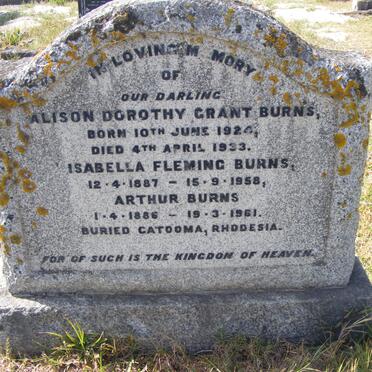 BURNS Arthur 1886-1961 &amp; Isabella Fleming 1887-1958 :: BURNS Alison Dorothy Grant 1924-1933