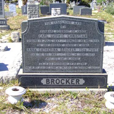 BROCKER Carl Ludwig Christian 1887-1945 &amp; Anna Catherina PUNT 1893-1973